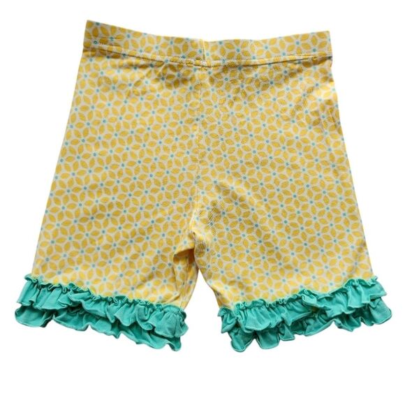 Matilda Jane Girls Yellow Green Square Sunshine Double Ruffle Shorties Size 10 - Picture 4 of 9